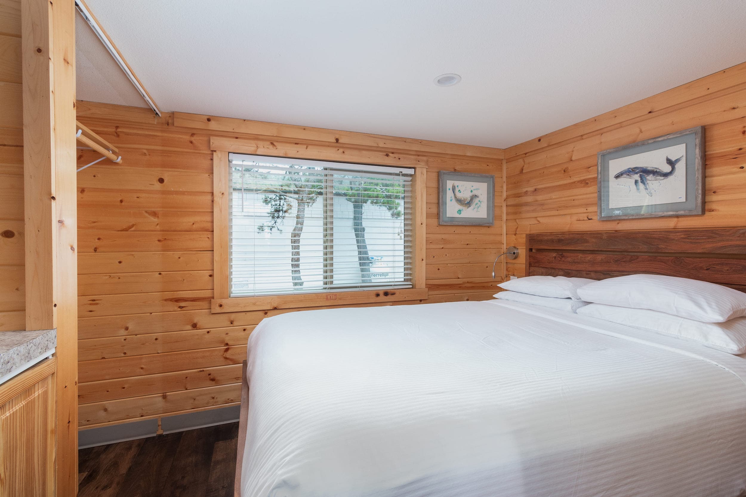 The interior of a bedroom at Hart's Camp, Pacific City, OR