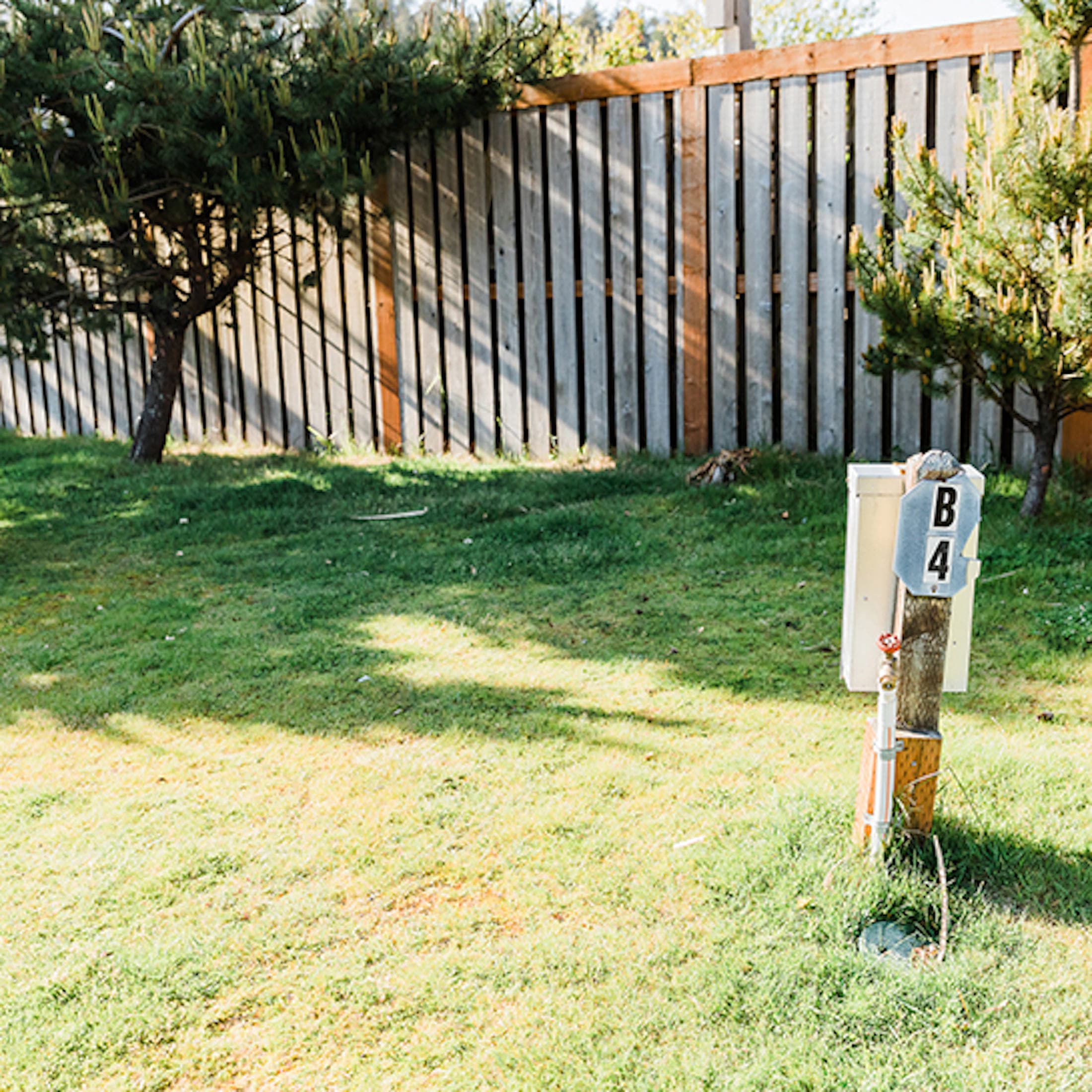 Electrical hookup for an RV or van at Hart's Camp, Pacific City, OR.