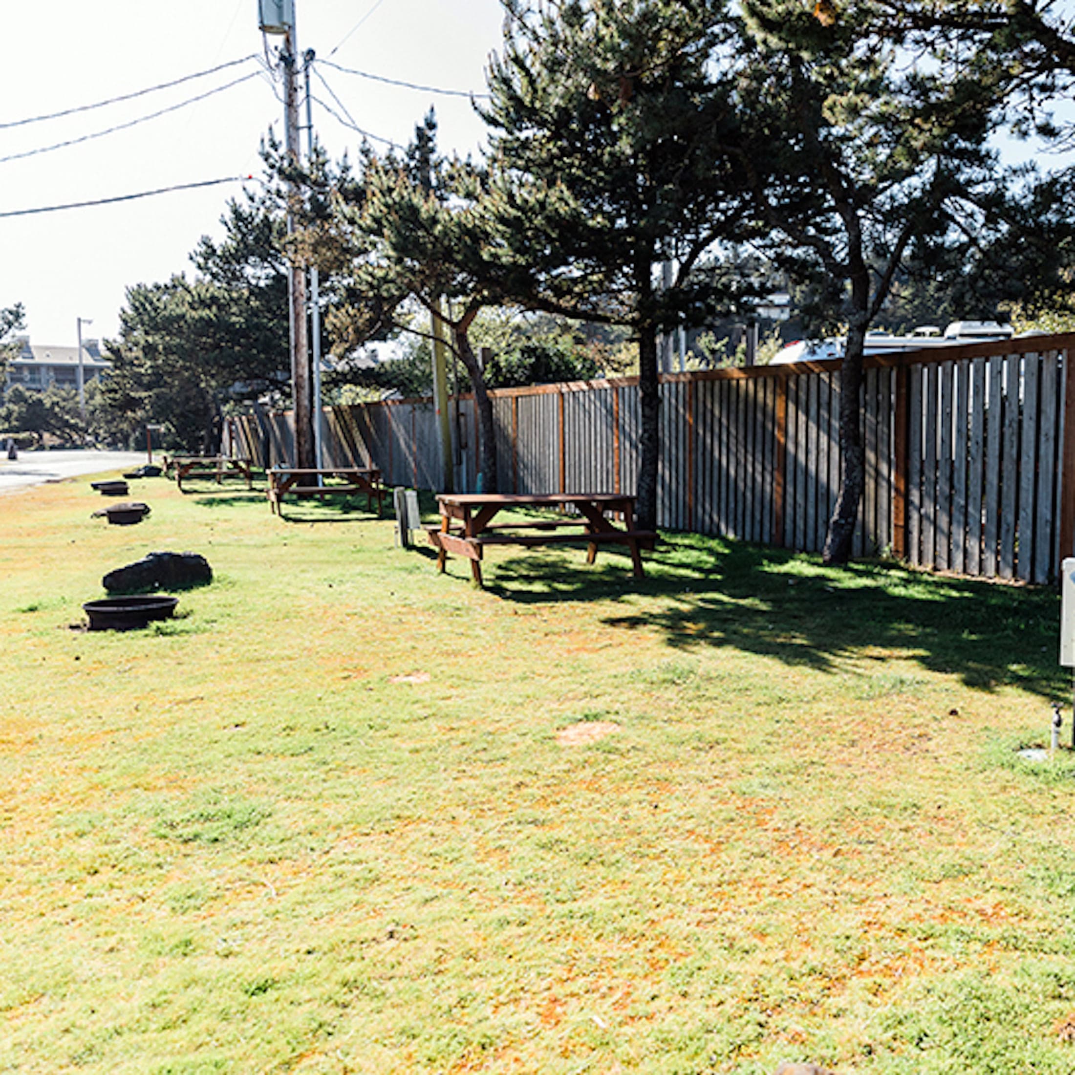 Electrical hookups, fire pits, and picnic tables at Hart's Camp, Pacific City.