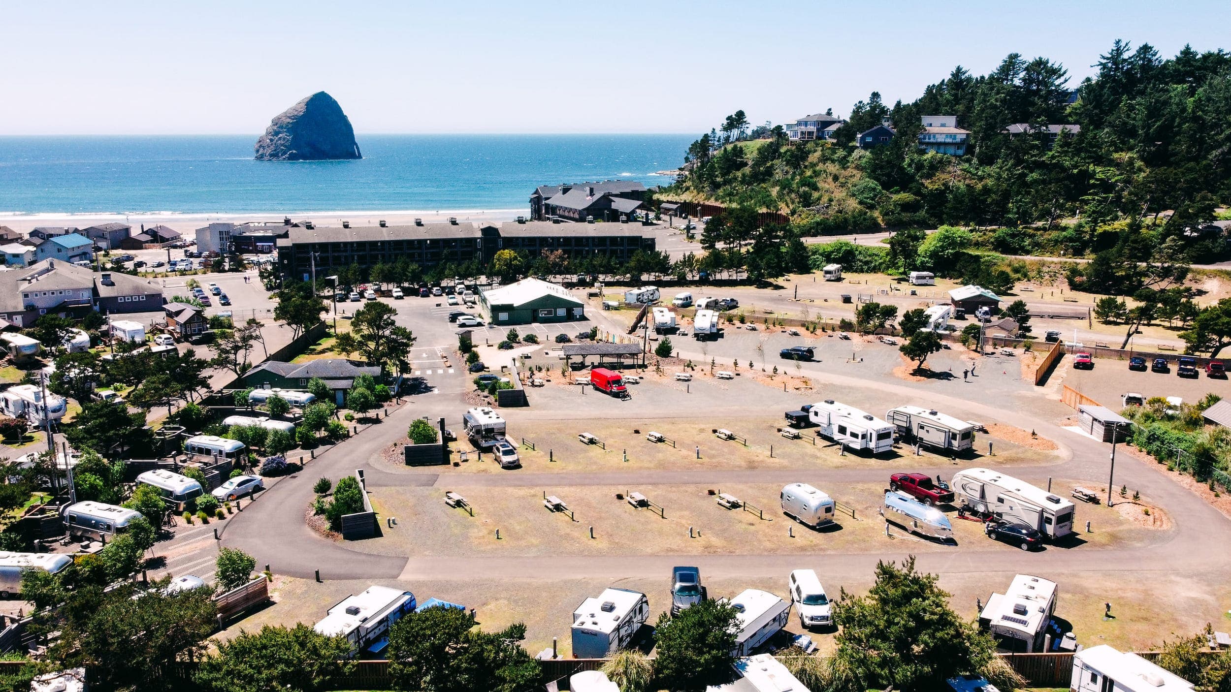 Aerial overview of Hart's Camp RV camp site