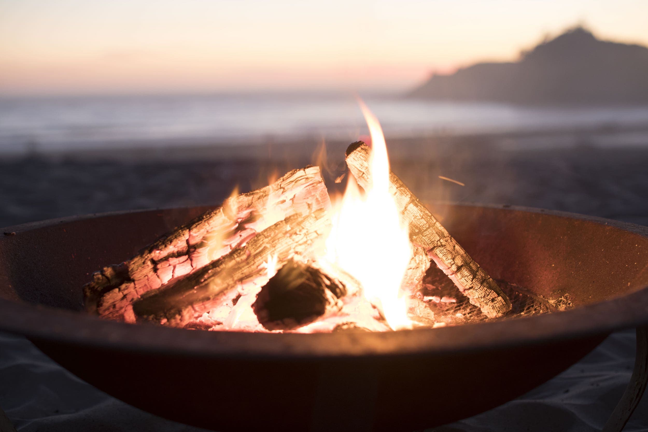 A contained beach fire at Cape Kiwanda
