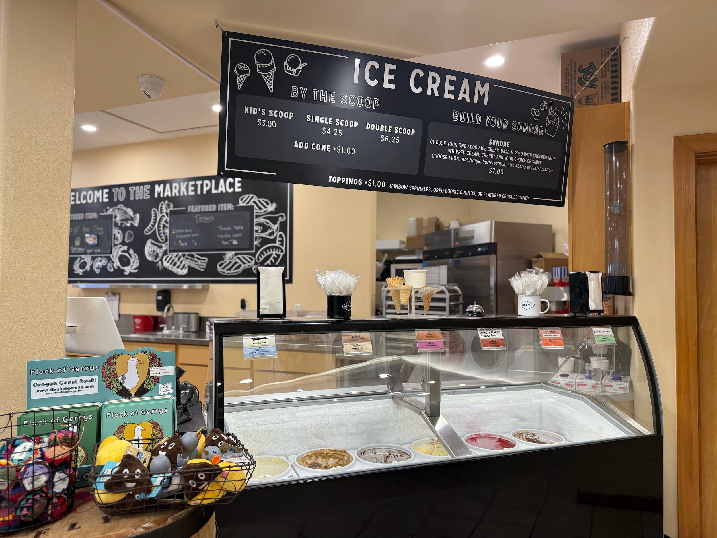 The ice cream counter at the Marketplace