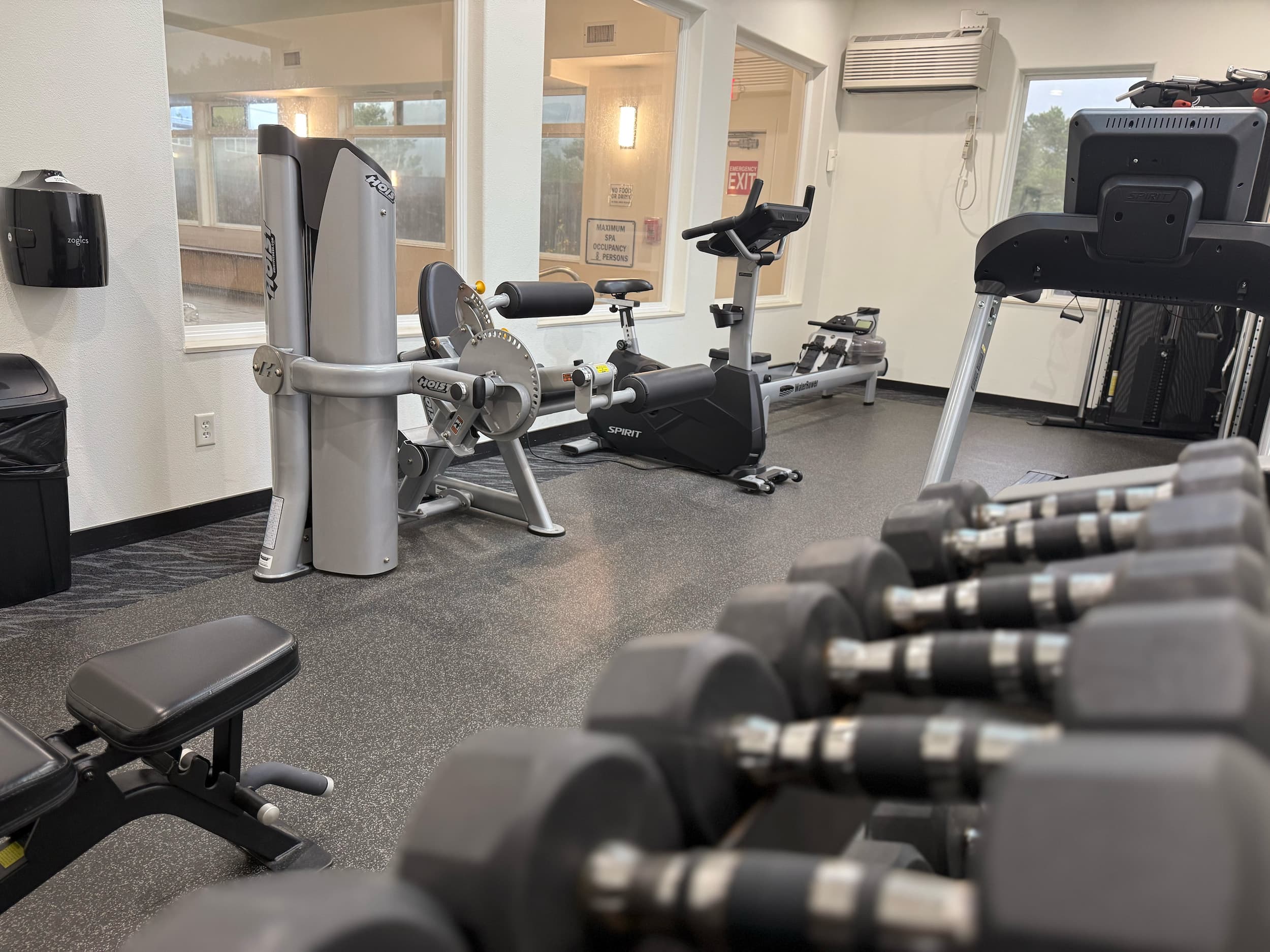 Fitness equipment available to people who stay at Hart's Camp